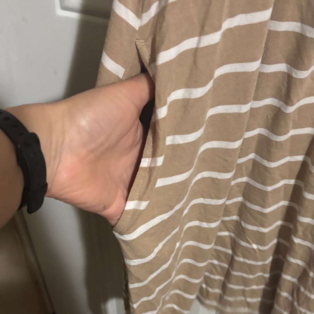 Time and Tru Tan and White Striped Sleeveless Midi Dress - Picture 3 of 4